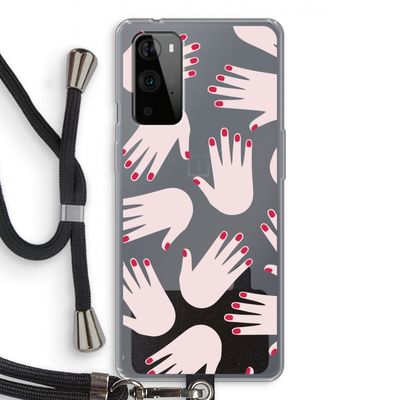 Hands pink: OnePlus 9 Pro Transparant Hoesje met koord