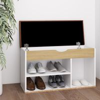 VidaXL Schoenenbank met kussen 80x30x47 cm hout wit sonoma eiken