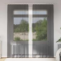 VidaXL Gordijnen voile met roedezakken 2 st zwart