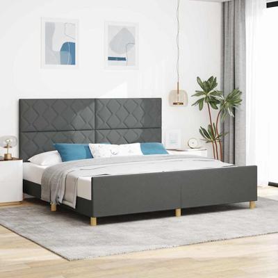 Bedframe met hoofdeinde Donkergrijs 200 x 200 cm Stof