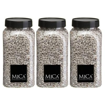 Mica Decorations decoratie stenen/granulaat - 3x - 650ml - lichtgrijs - hobby steentjes