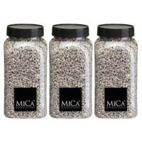 Mica Decorations decoratie stenen/granulaat - 3x - 650ml - lichtgrijs - hobby steentjes