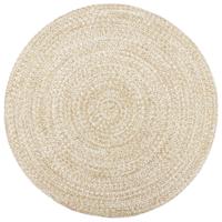 Vloerkleed handgemaakt 180 cm jute wit en bruin