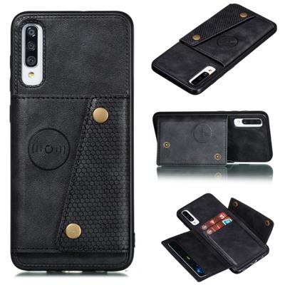 Voor Galaxy A70s schokbestendige magnetische PU + TPU beschermhoes met kaartsleuven (zwart)