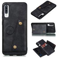 Voor Galaxy A70s schokbestendige magnetische PU + TPU beschermhoes met kaartsleuven (zwart)