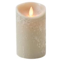 Led kaars/stompkaars - taupe - H12,5 x D7,5 cm - wax - warm wit licht - bewegende vlam