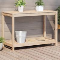 VidaXL Oppottafel met schap 108x50x75 cm massief grenenhout
