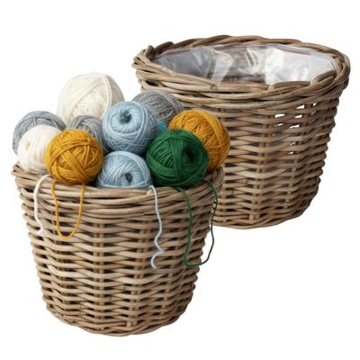 VD Leeden Opbergmand Klassiek - 2x - bruin - rond - 35 x 25 cm - rotan - gevlochten riet VD Leeden Opbergmand Klassiek - 2x - bruin - rond - 35 x 25 cm - rotan - gevlochten riet