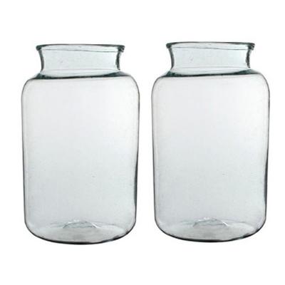 Vaas cilinder - 2x - transparant - glas - 23 x 40 cm - bloemenvazen - woondecoratie / woonaccessoire