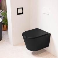 Wandcloset Mondiaz Lavie | Zonder spoelrand | Incl.Toiletzitting-Urban | Keramiek | Urban (zwart mat)