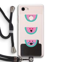 Smiley watermeloen: Pixel 3 Transparant Hoesje met koord