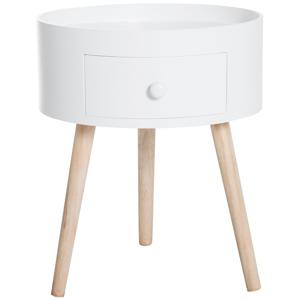 HOMCOM Ronde salontafel met lade, Scandinavisch design, beschermrand, hout, Ã˜38 x H45 cm, wit