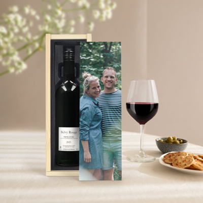 Wijn in bedrukte kist - Belvy - Rood