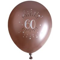Verjaardag leeftijd ballonnen 60 jaar - 6x - rosegoud - 30 cm - Feestartikelen/versieringen