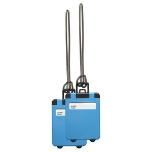 Kofferlabel Jenson - 2x - blauw - 8 x 5.5 cm - reiskoffer/handbagage label - Bagagelabels