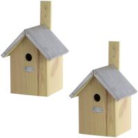 Best for birds houten vogelhuisje/nestkastje pimpelmees - 2x - Tuindecoratie nestkast vogelhuisje