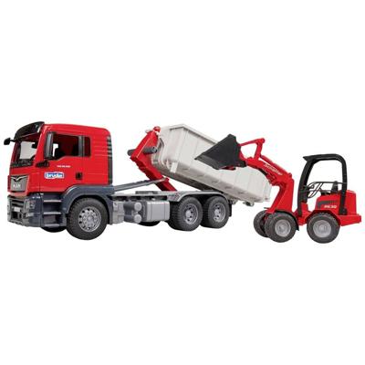 bruder Vrachtwagen MAN TGS met afrolcontainer + harpbak hoflader Kant-en-klaar model