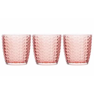 Cosy & Trendy Theelichthouder/waxinelichthouder - Set van 3x stuks - glas - rood - 9 x 9 cm - steent