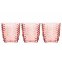 Cosy & Trendy Theelichthouder/waxinelichthouder - Set van 3x stuks - glas - rood - 9 x 9 cm - steent