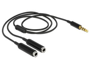 Delock 65575 Jackplug Audio Y-kabel [1x Jackplug male 3,5 mm - 2x Jackplug female 3,5 mm] 25.00 cm Zwart