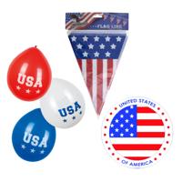 Amerika/USA thema versiering set - 2x vlaggetjes en 12x thema ballonnen - 25x viltjes Amerika/USA thema versiering set - 2x vlaggetjes en 12x thema ballonnen - 25x viltjes