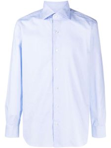 Barba chemise en coton à col italien - Bleu