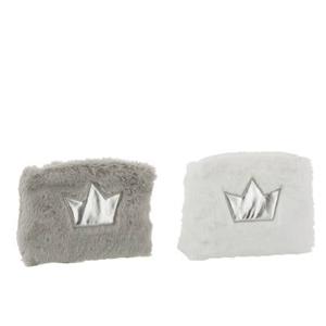 J-Line Toiletzakje Kroontje Pluche Wit|Grijs|Zilver Assortiment Van