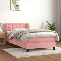 Boxspring met matras fluweel roze 90x190 cm