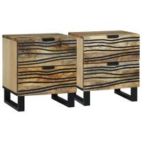 Nachtkastje 2 pcs Bruin 40 x 33 x 46 cm massief mangohout