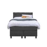 Leen Bakker - Boxspring Liv Geruit - Antraciet - 120x200 Cm - Ronde Poot - Stof - Grijs