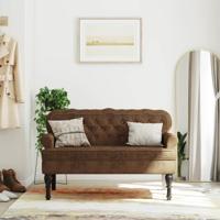 Bankje met rugleuning 119,5x64,5x75 cm kunstsudeleer bruin Bankje met rugleuning 119,5x64,5x75 cm kunstsudeleer bruin