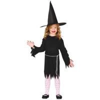 Zwart heksen verkleed kostuum voor meisjes - Halloween - met hoed Zwart heksen verkleed kostuum voor meisjes - Halloween - met hoed