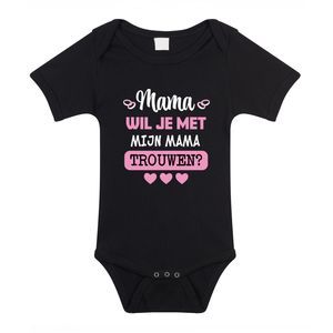 Huwelijksaanzoek baby rompertje - Mama/Mama - zwart - pride bruiloft/trouwen