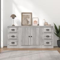 Dressoirs 3 st bewerkt hout grijs sonoma eikenkleurig