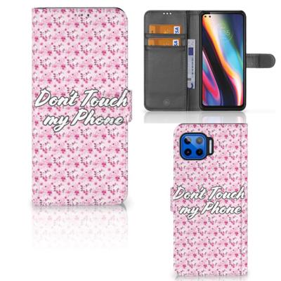 Motorola Moto G 5G Plus Portemonnee Hoesje Flowers Pink DTMP Motorola Moto G 5G Plus Portemonnee Hoesje Flowers Pink DTMP