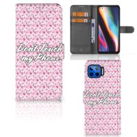 Motorola Moto G 5G Plus Portemonnee Hoesje Flowers Pink DTMP