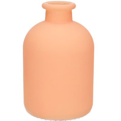Jodeco Bloemenvaas Avignon - Fles model - glas - mat zalm roze - H17 x D11 cm