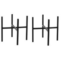 Plantenstandaard - 2x stuks - zwart - H25 x B24 cm - metaal - Plantenpot/bloempot verhoger