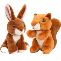 Pluche knuffels konijn en eekhoorn bosdieren vriendjes 12 cm - Knuffeldier