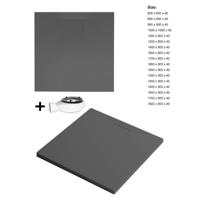 Douchevloer Xenz Flat Zero | 120x90x4 | Incl.Afvoersifon-Chroom | Acryl | Rechthoekig | Antraciet