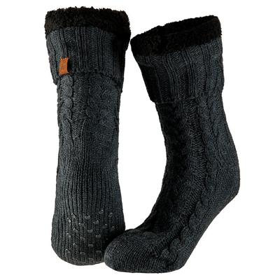 Huissokken - antraciet - anti-slip - fleece/gebreid - heren - one size - slofsokken Huissokken - antraciet - anti-slip - fleece/gebreid - heren - one size - slofsokken