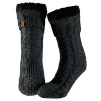 Huissokken - antraciet - anti-slip - fleece/gebreid - heren - one size - slofsokken Huissokken - antraciet - anti-slip - fleece/gebreid - heren - one size - slofsokken