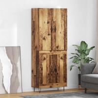 Hoge kast 2 pcs Oudhout Geëngineerd hout en glas