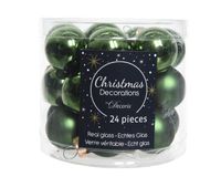24 Glazen balletjes 25 mm dennen groen - Decoris