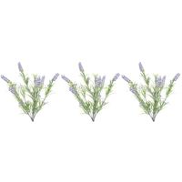 3x Groene/lilapaarse Lavandula/lavendel kunstplant 44 cm bosje