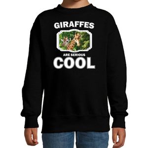 Sweater giraffes are serious cool zwart kinderen - giraffen/ giraffe trui