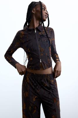 Shirt met oosterse rits - BROWN - XL