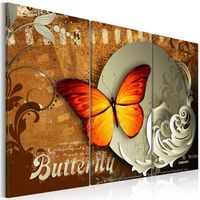 Schilderij - Vurige vlinder en volle maan, 3 luik