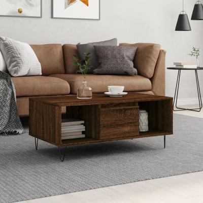 Salontafel 90x50x36,5 cm bewerkt hout bruin eikenkleur