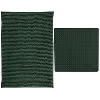 MSV Douche anti-slip mat en droogloop mat - Sevilla badkamer set - rubber/microvezel - donkergroen - thumbnail